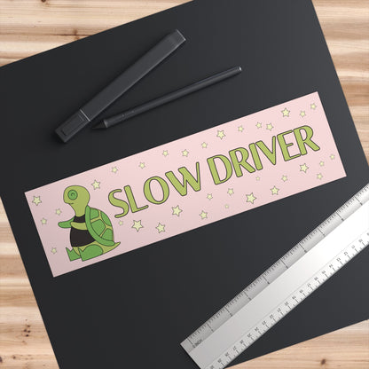 Funny Bumper Sticker for Anxious Driver: Slow Driver (Turtle)