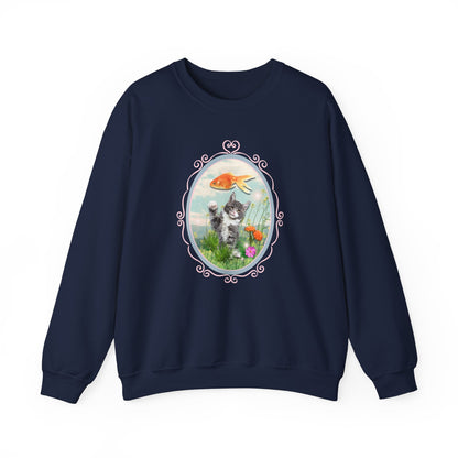 Funny Cat + Goldfish Sweatshirt