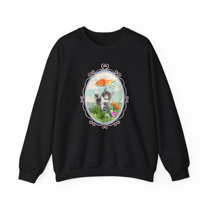 Funny Cat + Goldfish Sweatshirt