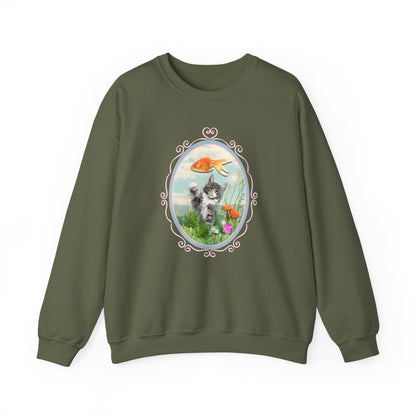 Funny Cat + Goldfish Sweatshirt