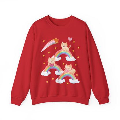 Funny Cat Sweatshirt with Rainbows