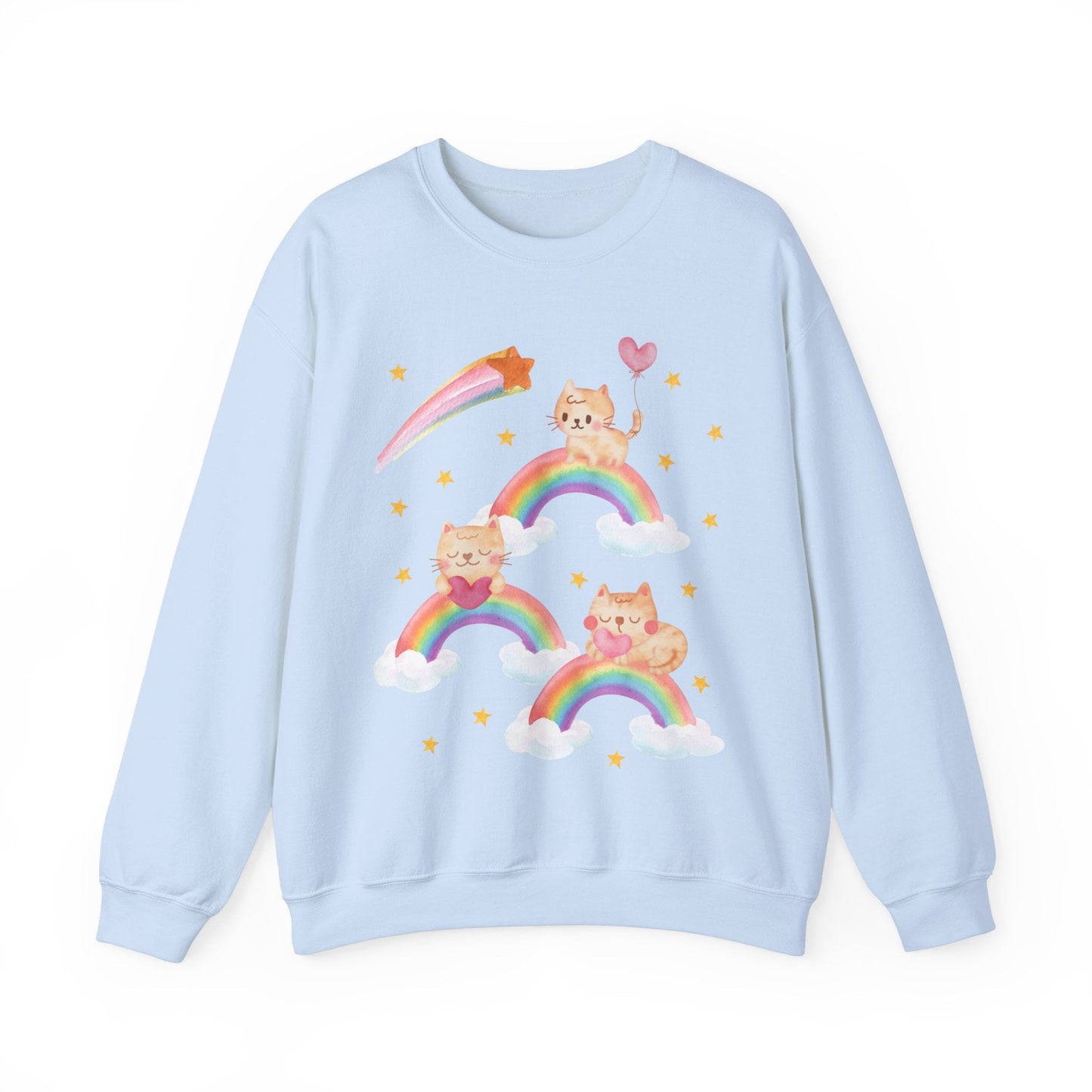 Funny Cat Sweatshirt with Rainbows