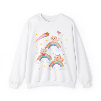 Funny Cat Sweatshirt with Rainbows
