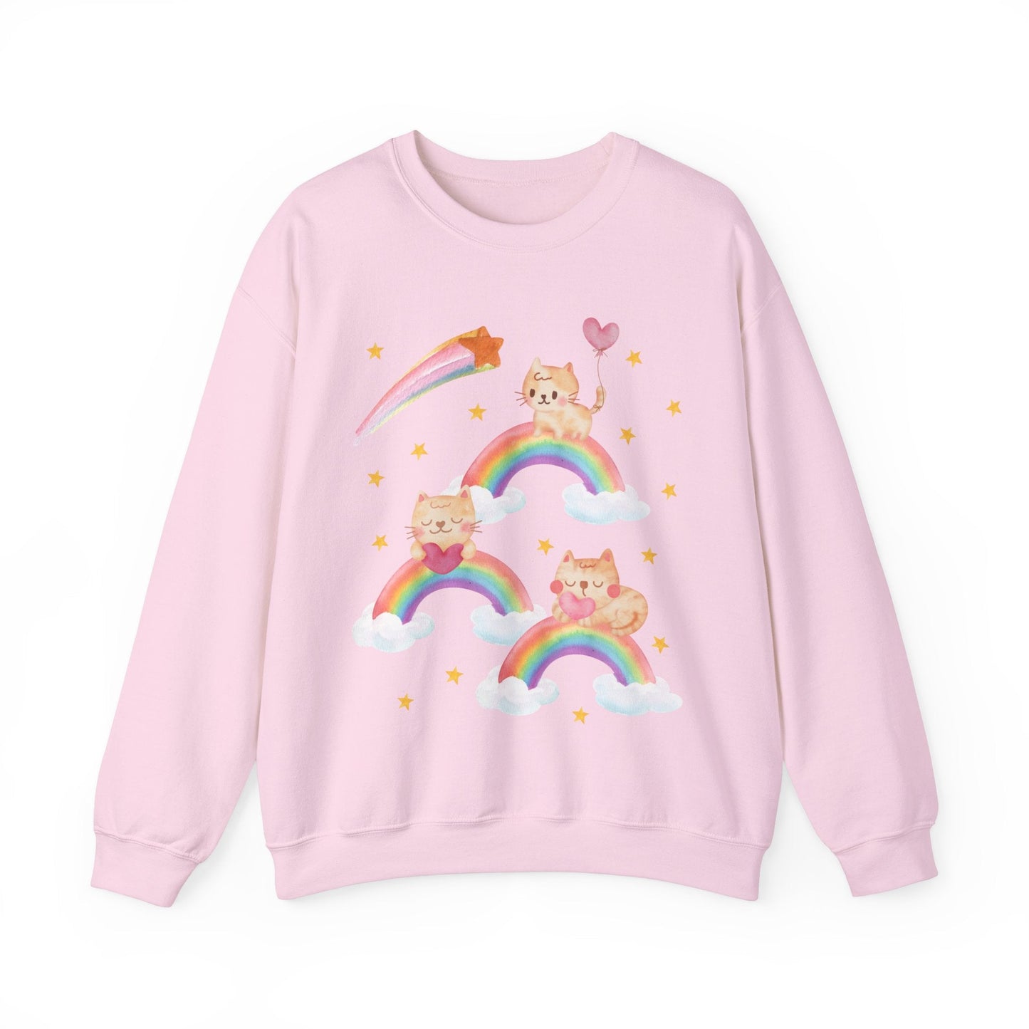Funny Cat Sweatshirt with Rainbows