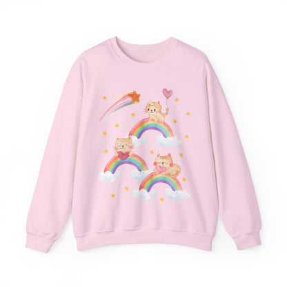 Funny Cat Sweatshirt with Rainbows