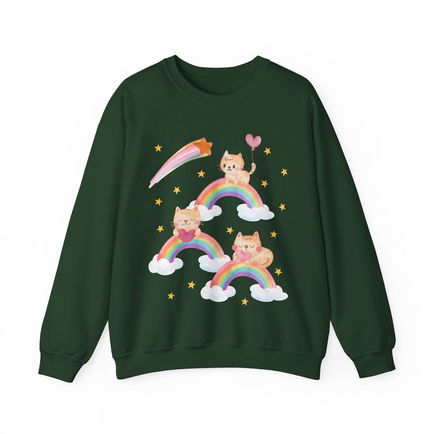 Funny Cat Sweatshirt with Rainbows