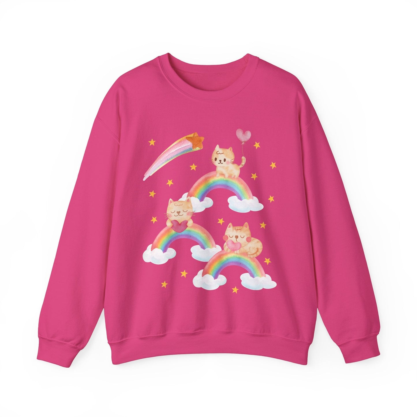 Funny Cat Sweatshirt with Rainbows