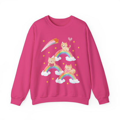 Funny Cat Sweatshirt with Rainbows