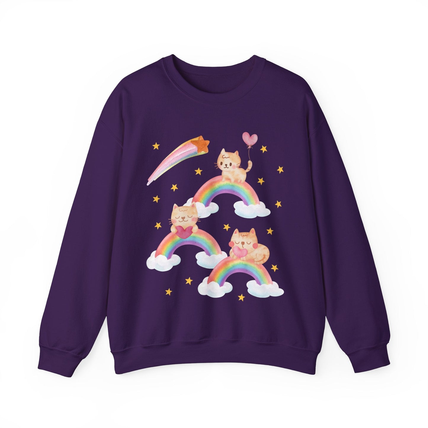 Funny Cat Sweatshirt with Rainbows