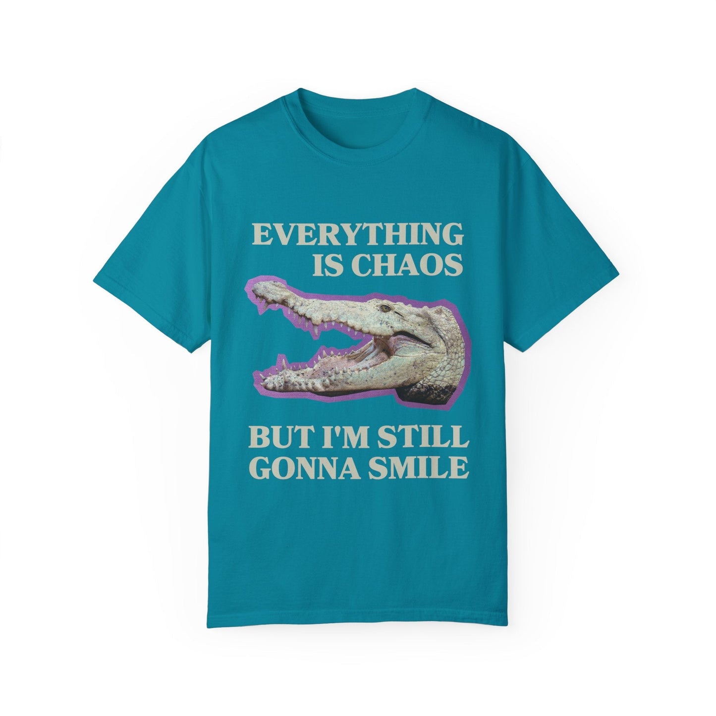 Funny Crocodile Tee Shirt: Everything is Chaos