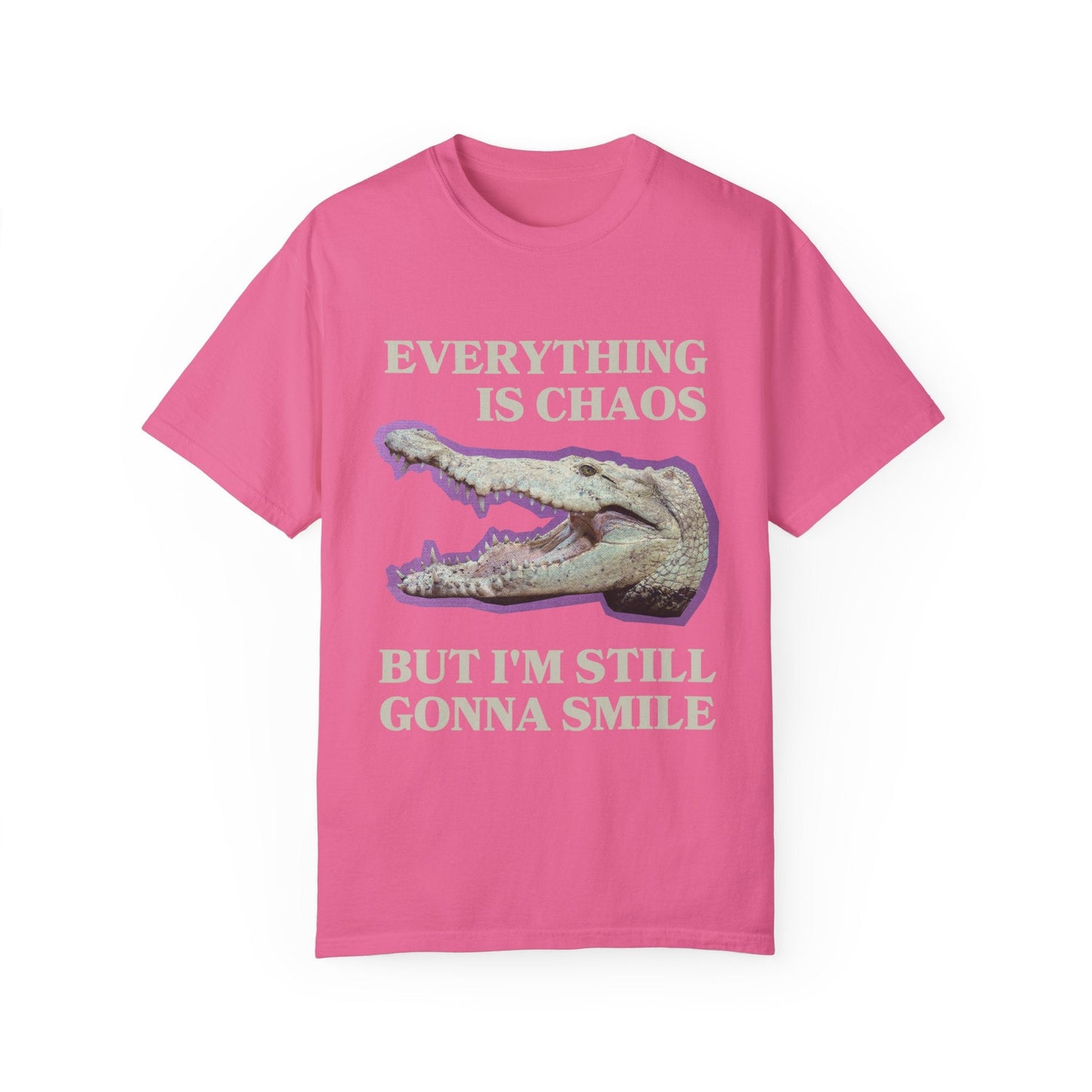 Funny Crocodile Tee Shirt: Everything is Chaos