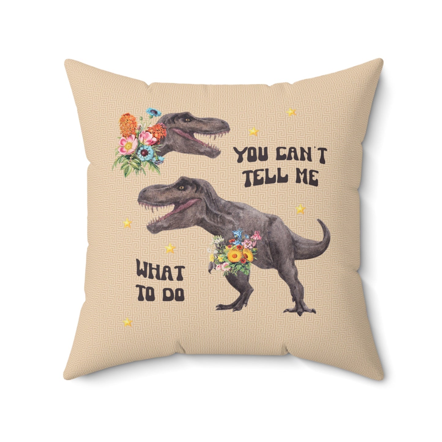 Funny Dinosaur Pillow with Pastel Color Flowers