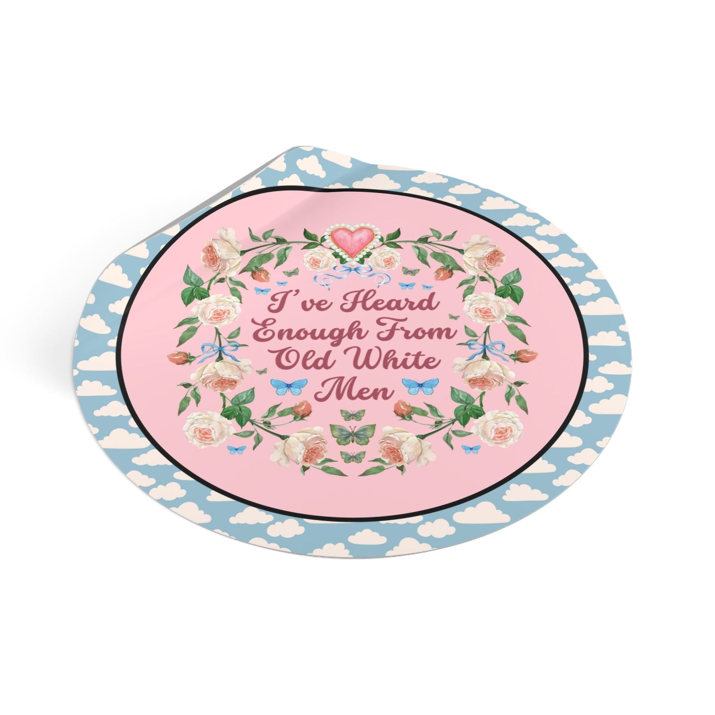 Funny Feminist Sticker with Roses
