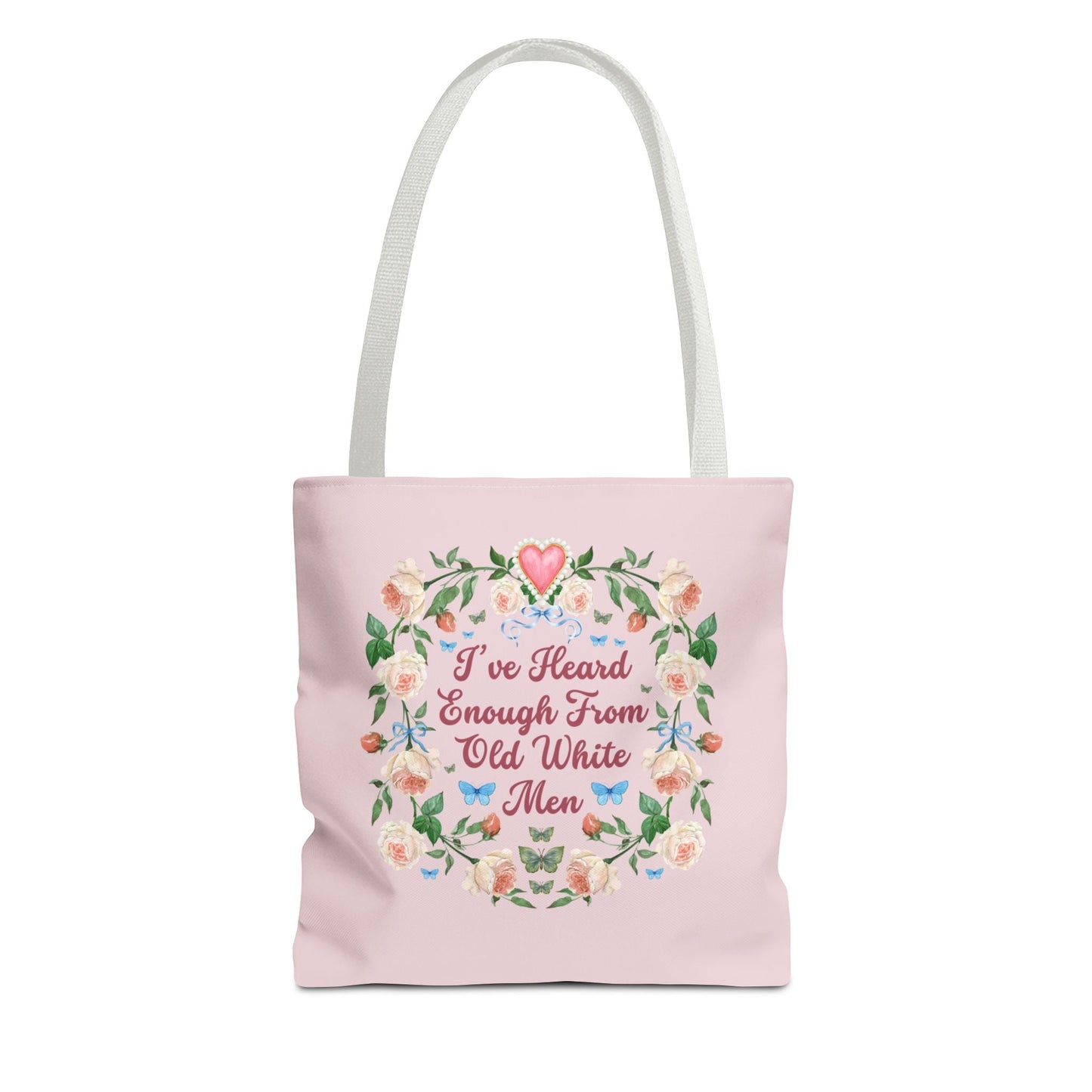 Funny Feminist Tote Bag with Roses: Eclectic Grandma Aesthetic Tote
