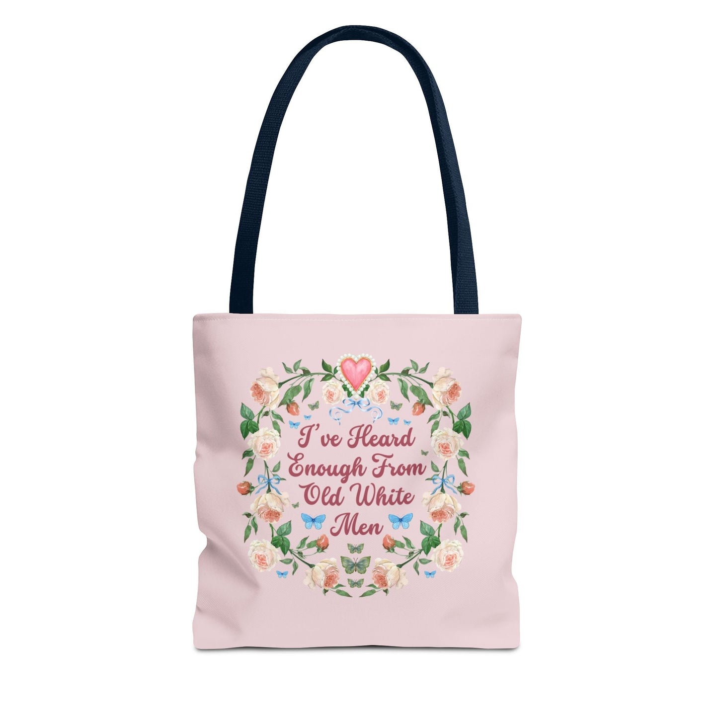 Funny Feminist Tote Bag with Roses: Eclectic Grandma Aesthetic Tote