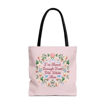 Funny Feminist Tote Bag with Roses: Eclectic Grandma Aesthetic Tote