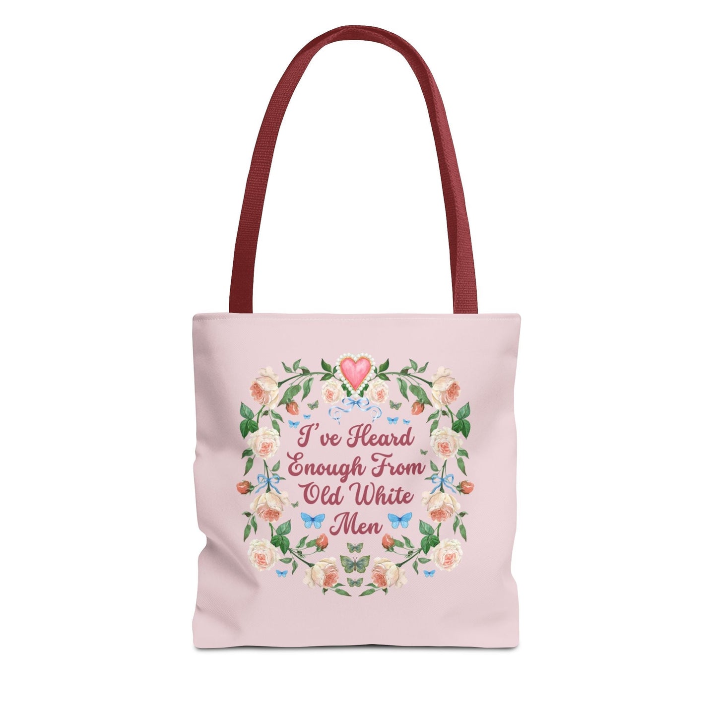 Funny Feminist Tote Bag with Roses: Eclectic Grandma Aesthetic Tote