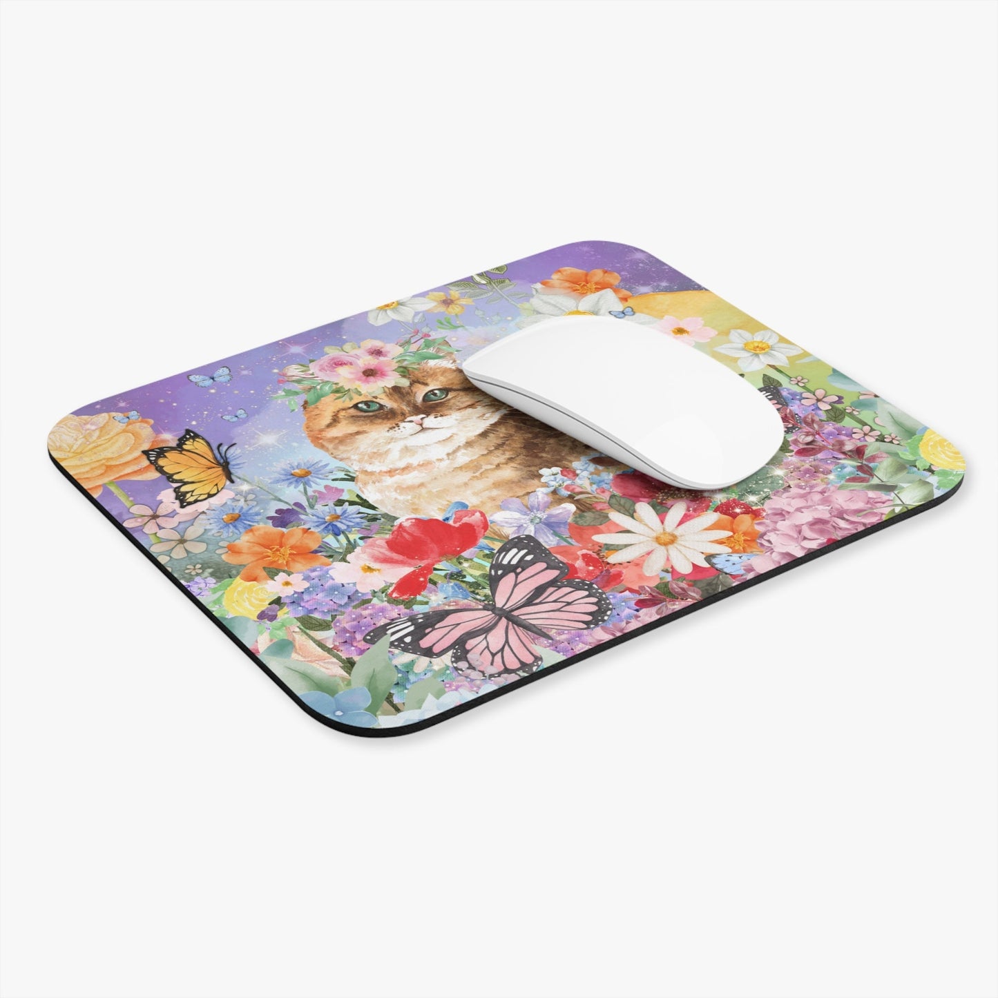 Funny Floral Cat Mousepad
