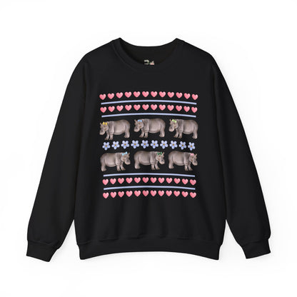 Funny Floral Hippo Sweatshirt