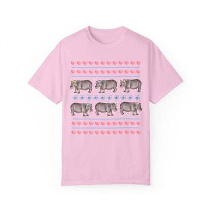 Funny Floral Hippo T-Shirt