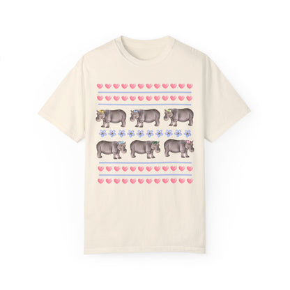 Funny Floral Hippo T-Shirt