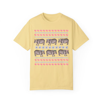 Funny Floral Hippo T-Shirt