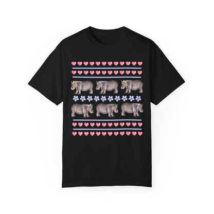 Funny Floral Hippo T-Shirt