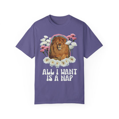 Funny Floral Lion Shirt: All I Want Is A Nap