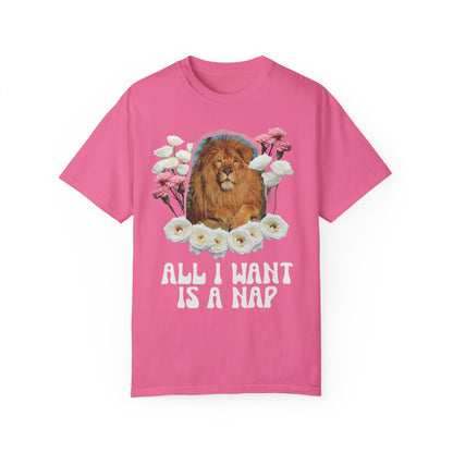 Funny Floral Lion Shirt: All I Want Is A Nap