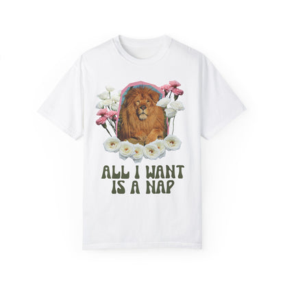 Funny Floral Lion Shirt: All I Want Is A Nap