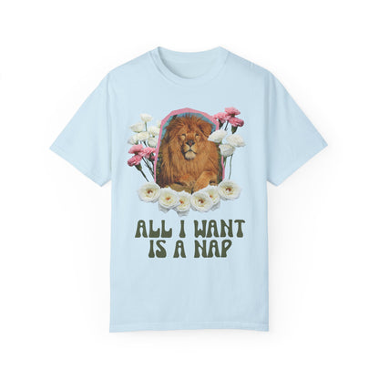 Funny Floral Lion Shirt: All I Want Is A Nap