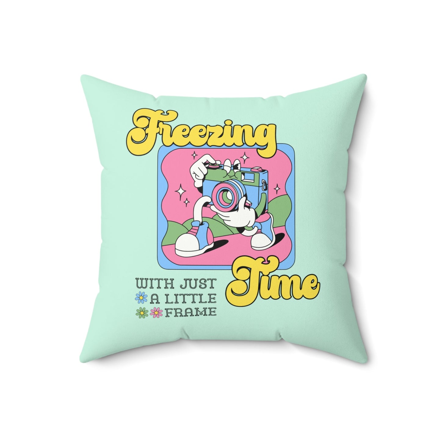Funny Photographer Pillow for Photographer Office or Studio: Freezing Time