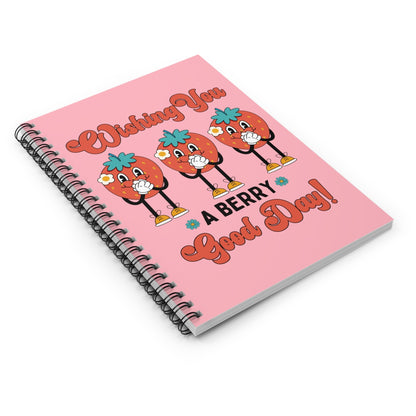 Funny Retro Aesthetic Spiral Notebook for Garden Lover: Wishing You A Berry Good Day