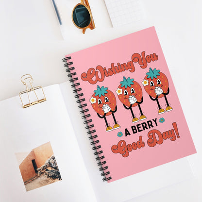 Funny Retro Aesthetic Spiral Notebook for Garden Lover: Wishing You A Berry Good Day