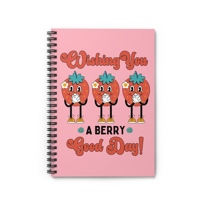 Funny Retro Aesthetic Spiral Notebook for Garden Lover: Wishing You A Berry Good Day