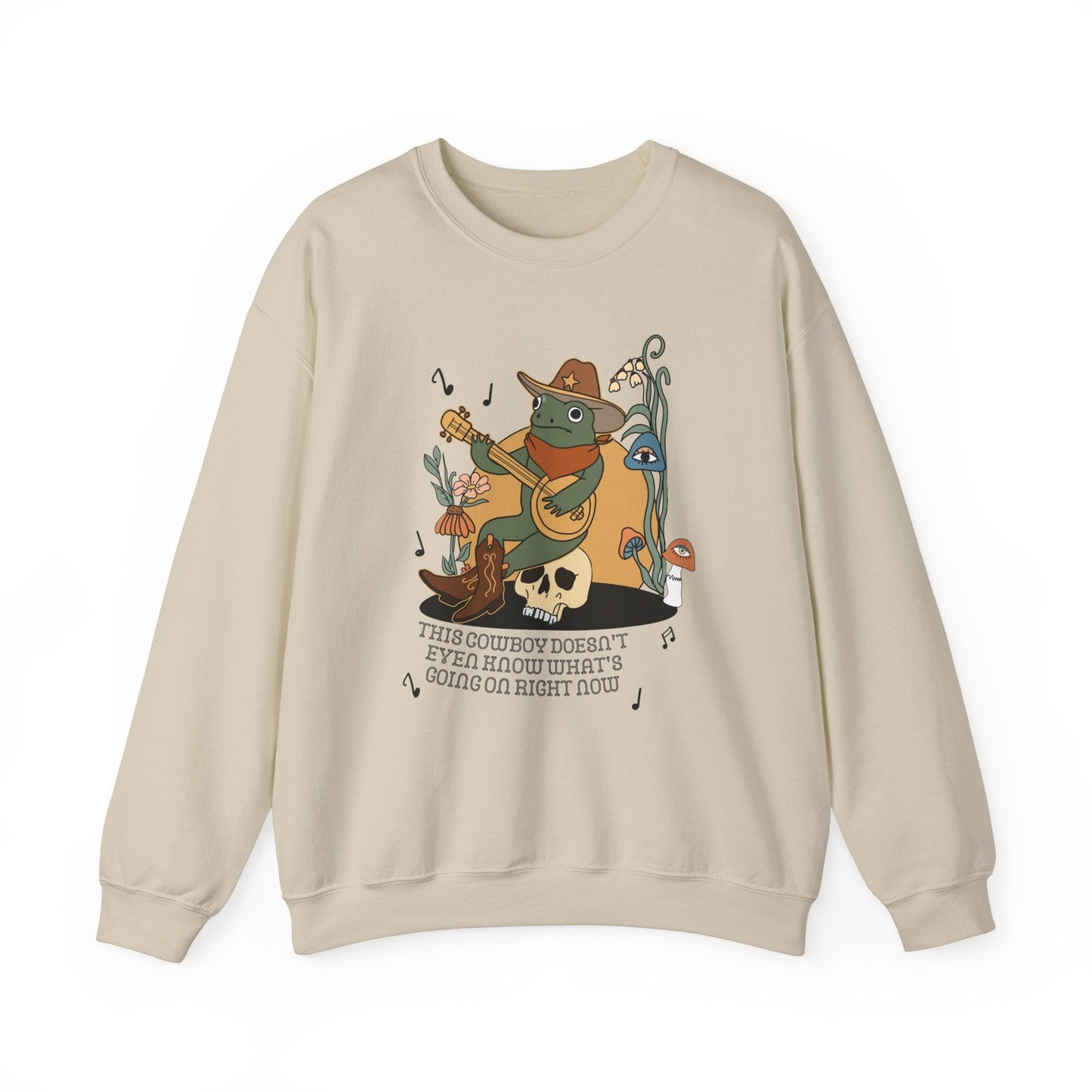 Funny Western Frog Sweatshirt for Tired New Parent or Student