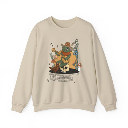 Funny Western Frog Sweatshirt for Tired New Parent or Student