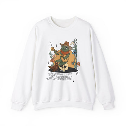 Funny Western Frog Sweatshirt for Tired New Parent or Student