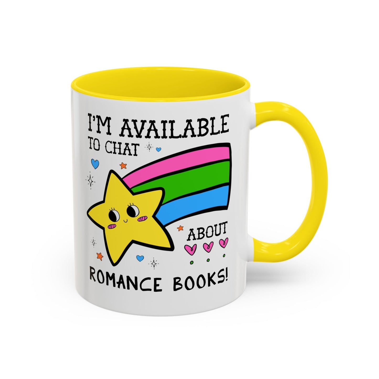 I'm Available to Chat About Romance Books Coffee Mug