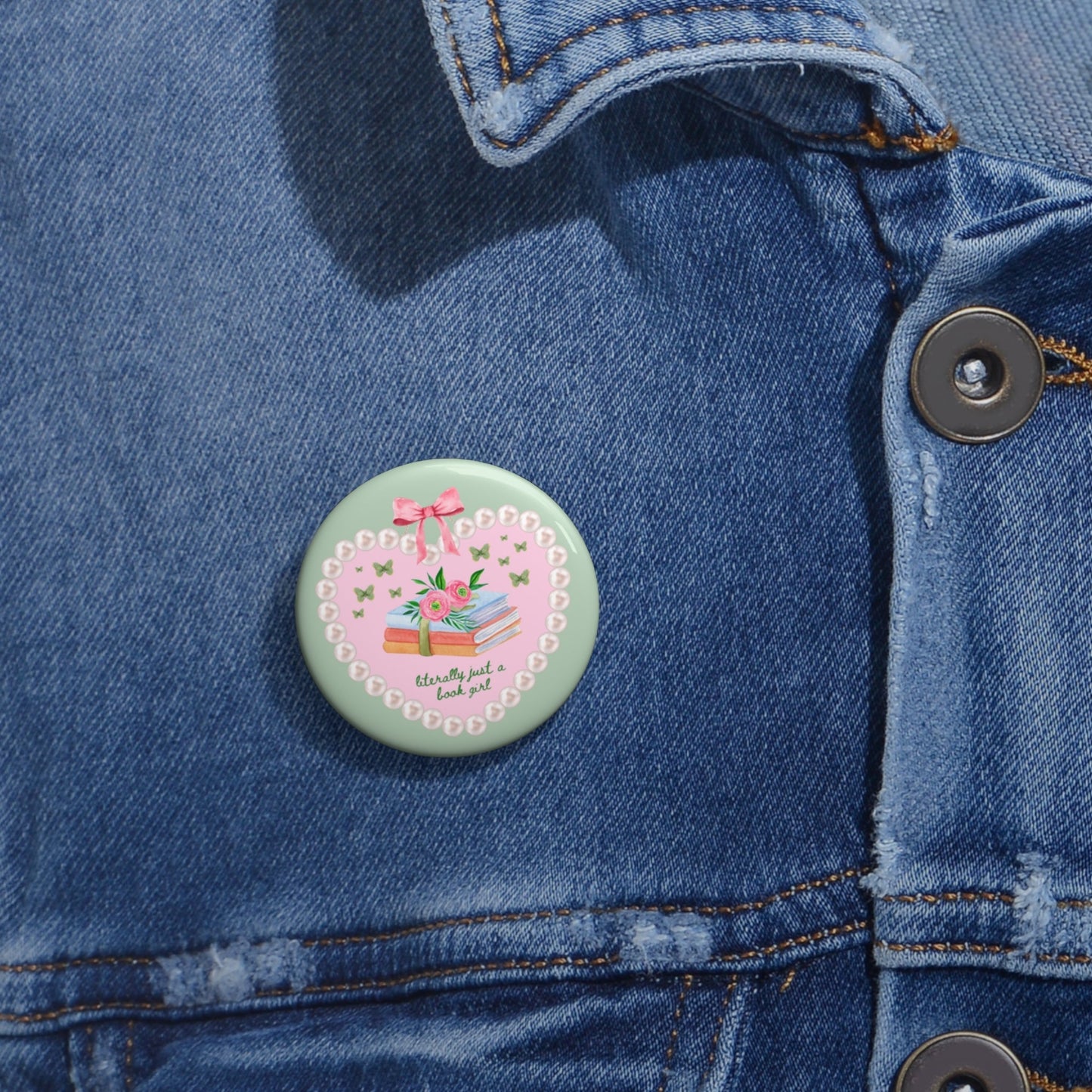 Just a Book Girl Button