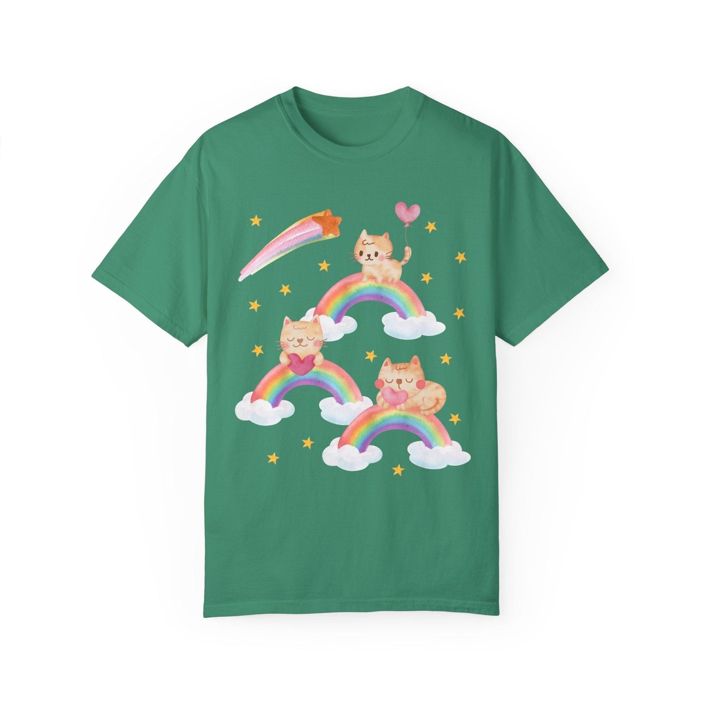 Kitschy Cat Tee with Rainbows