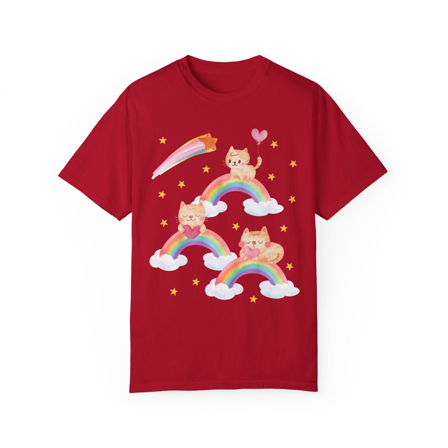 Kitschy Cat Tee with Rainbows