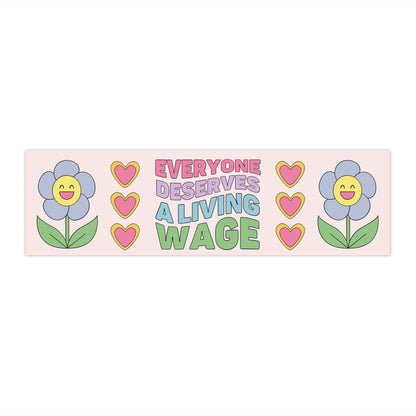 Leftist Bumper Sticker: Everyone Deserves a Living Wage, Retro Aesthetic Socialist Sticker
