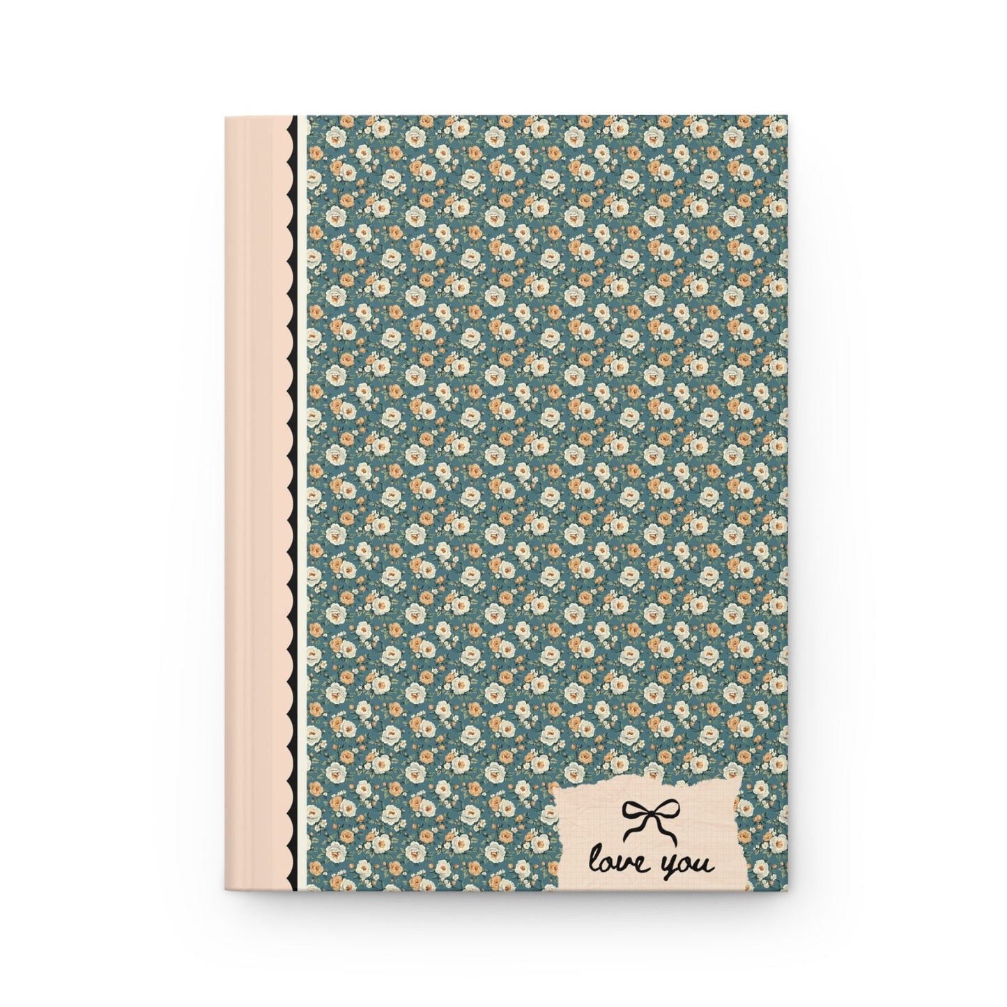 Love You Lined Journal: Peach and Green