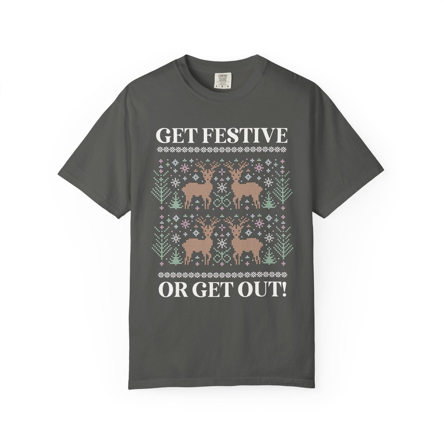 Matching Pastel Christmas Tee: Get Festive or Get Out!