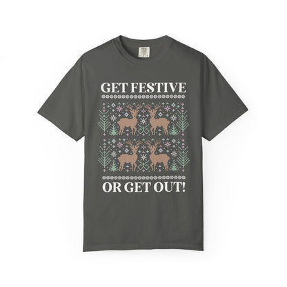 Matching Pastel Christmas Tee: Get Festive or Get Out!