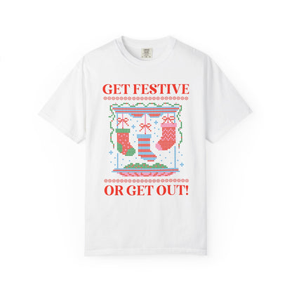 Matching Pastel Christmas Tee: Get Festive or Get Out!
