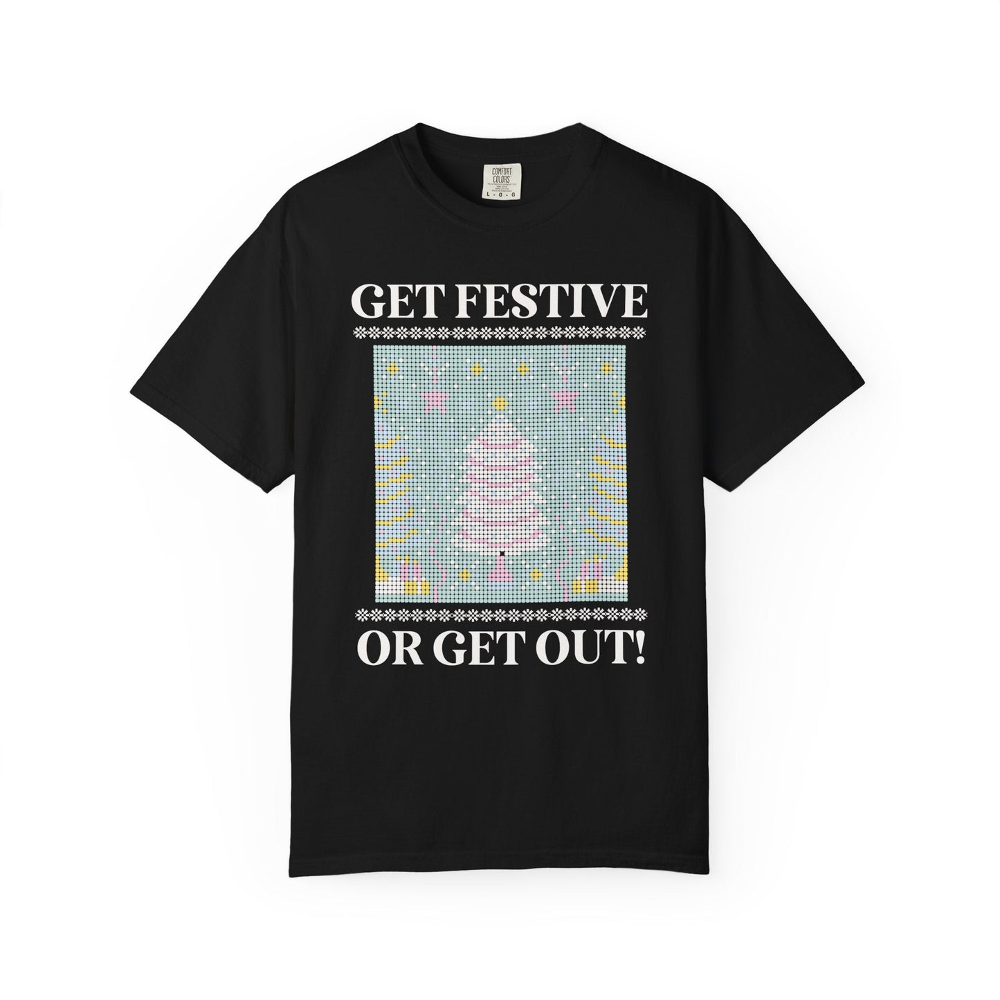 Matching Pastel Christmas Tee: Get Festive or Get Out!