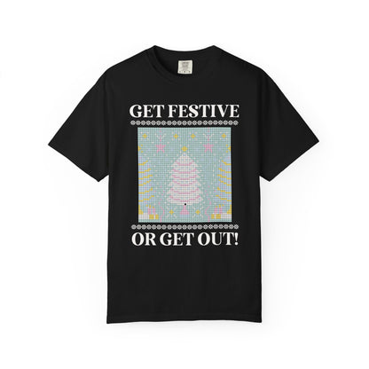 Matching Pastel Christmas Tee: Get Festive or Get Out!