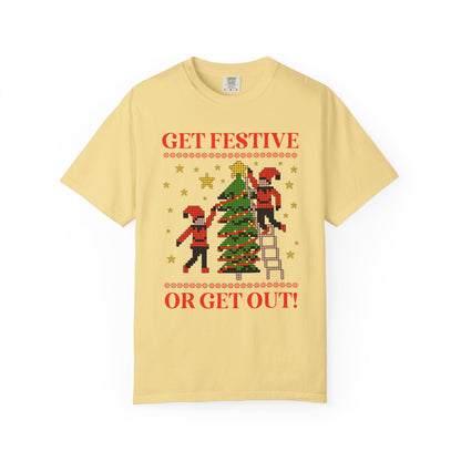 Matching Pastel Christmas Tee: Get Festive or Get Out!